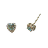 Aquamarine Heart Pave Sparkle Studs
